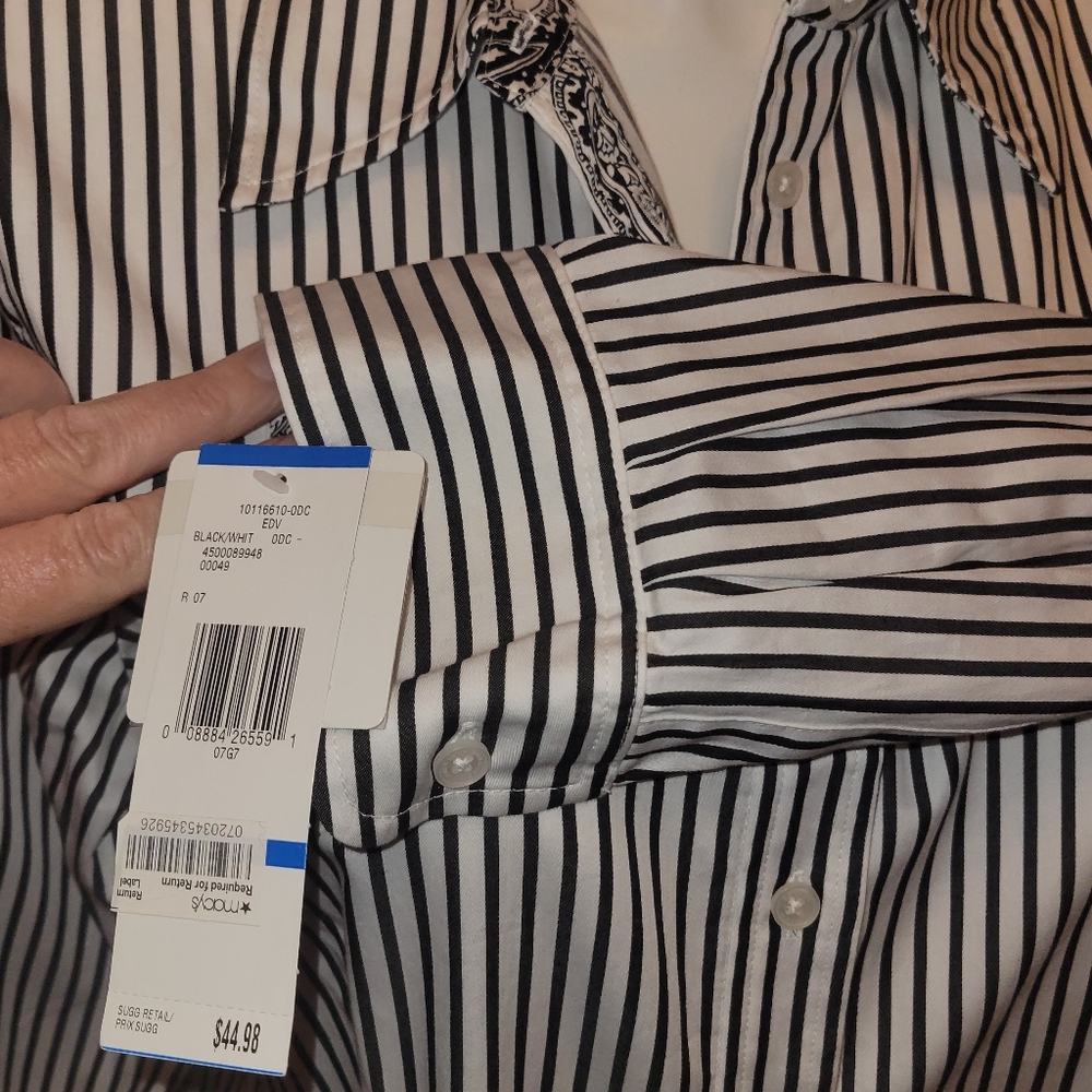💰⏳️Jones New York Signature Collection XL Button Down Paisely Detail NWT - Picture 6 of 12